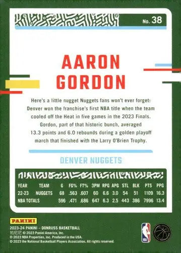 2023-24 Donruss #38 Aaron Gordon NM-MT Nuggets ID:70586 - Basketball Card Single