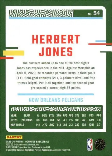 2023-24 Donruss #54 Herbert Jones NM-MT Pelicans ID:70251 - Basketball Card Single