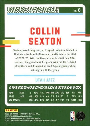 2023-24 Donruss #6 Collin Sexton NM-MT Jazz ID:70569 - Basketball Card Single