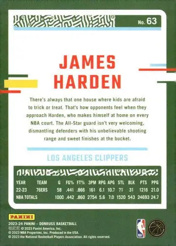 2023-24 Donruss #63 James Harden NM-MT Clippers ID:70594 - Basketball Card Single