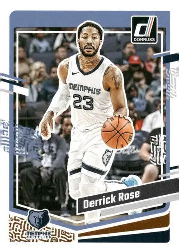 Derrick Rose basketball card with original gloss in 2023-24 Donruss NM-MT Grizzlies