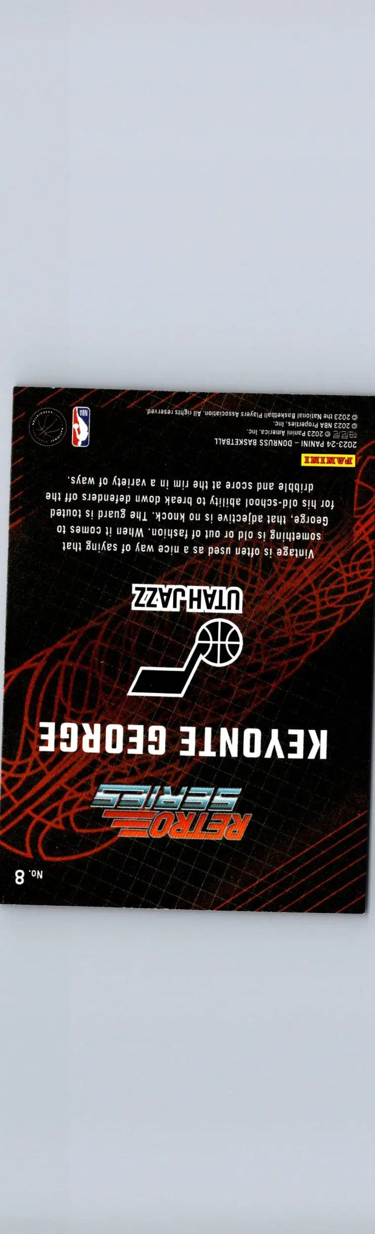 Rookie trading card of Keyonte George from the Utah Jazz in the 2023-24 Donruss George Retro Series