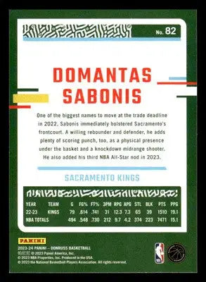 2023-24 Donruss #82 Domantas Sabonis Base Sacramento Kings - Basketball Card Single