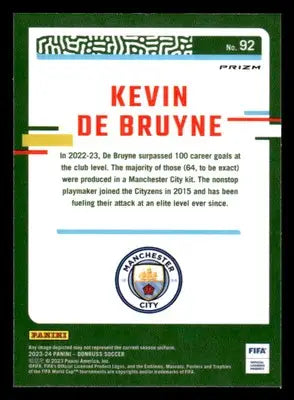 2023-24 Donruss #92 Kevin De Bruyne Optic Argyle - Other