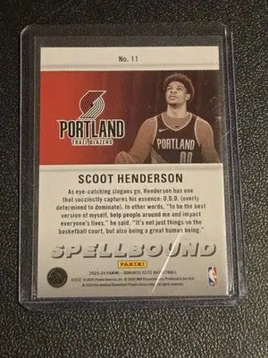 2023-24 Donruss Elite #11 Scoot Henderson Spellbound - Basketball Card Single