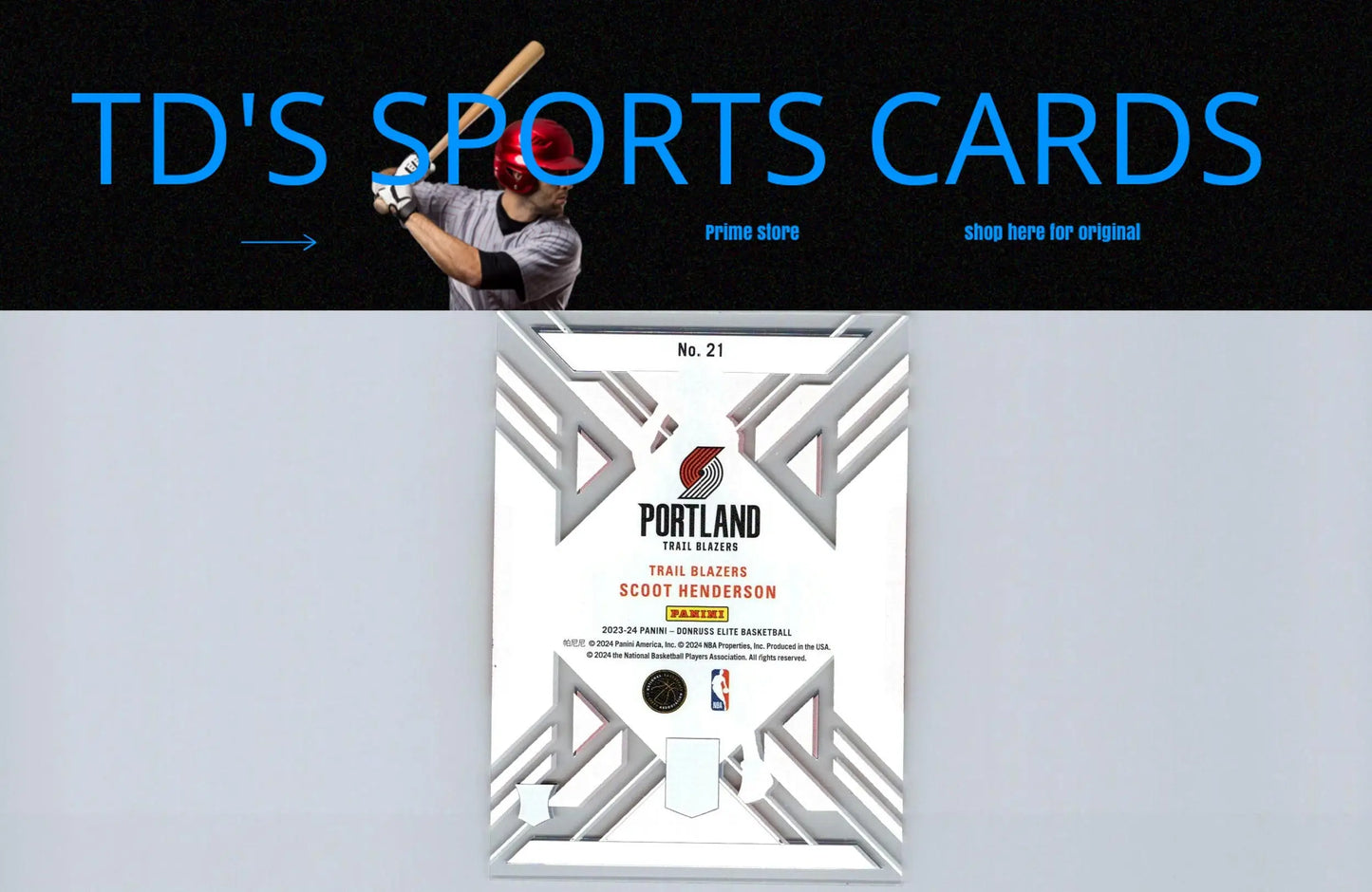 Portland Trail Blazers 2023-24 Donruss Elite Scoot Henderson Clarity sports card
