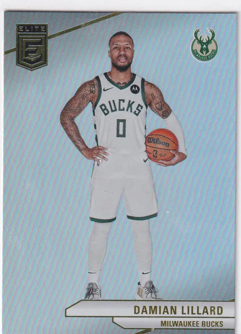 2023-24 DONRUSS ELITE #92 DAMIAN LILLARD HOLO- MILWAUKEE BUCKS - Basketball Card Single