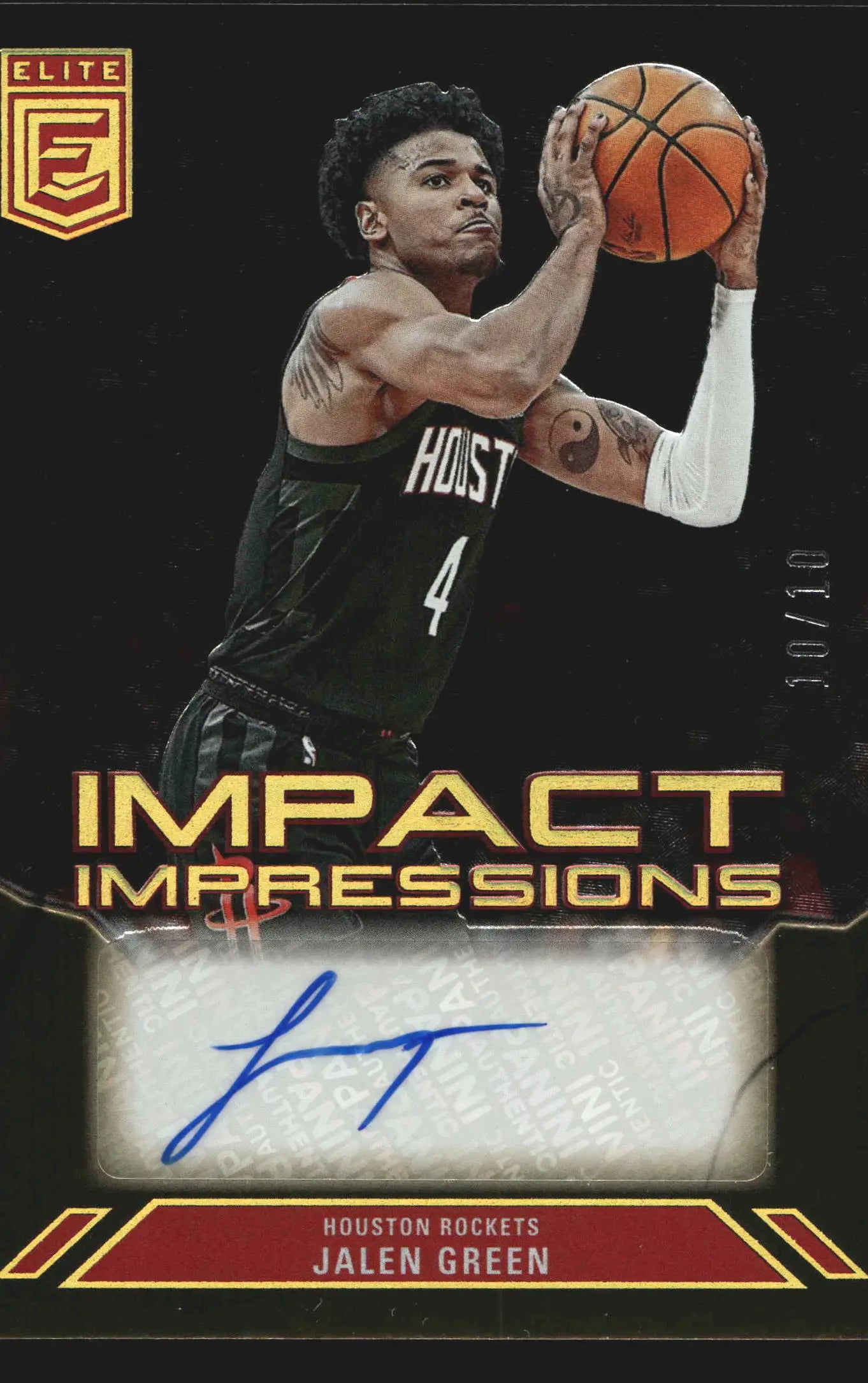 2023-24 Donruss Elite Jalen Green #II-JGR Impact Impressions Gold Auto 10/10 - Basketball Card Single