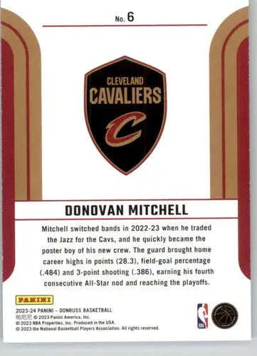 2023-24 Donruss Franchise Features #6 Donovan Mitchell NM-MT Cavaliers ID:70230 - Basketball Card Single