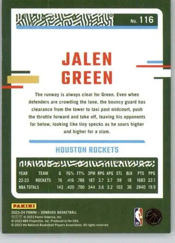 2023-24 Donruss Holo Green Laser #116 Jalen Green NM-MT Rockets ID:70223 - Basketball Card Single
