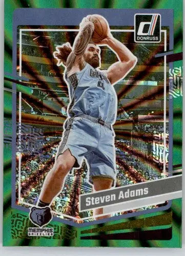 Basketball card of Steven Adams from 2023-24 Donruss Holo Green Laser series