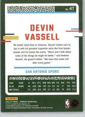 2023-24 Donruss Holo Green Laser #47 Devin Vassell NM-MT Spurs ID:70221 - Basketball Card Single