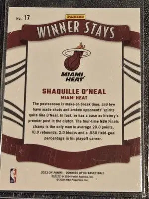 2023-24 Donruss Optic #17 Shaquille O’Neal Winner Stays Holo - Basketball Card Single