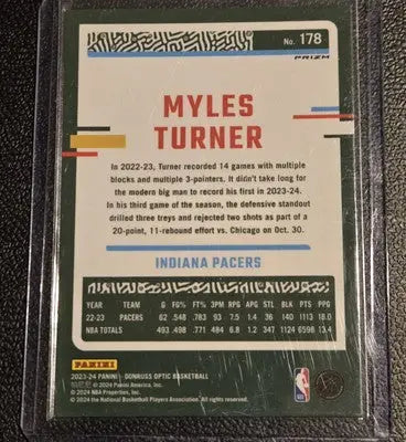 2023-24 Donruss Optic #178 Myles Turner Purple - Basketball Card Single