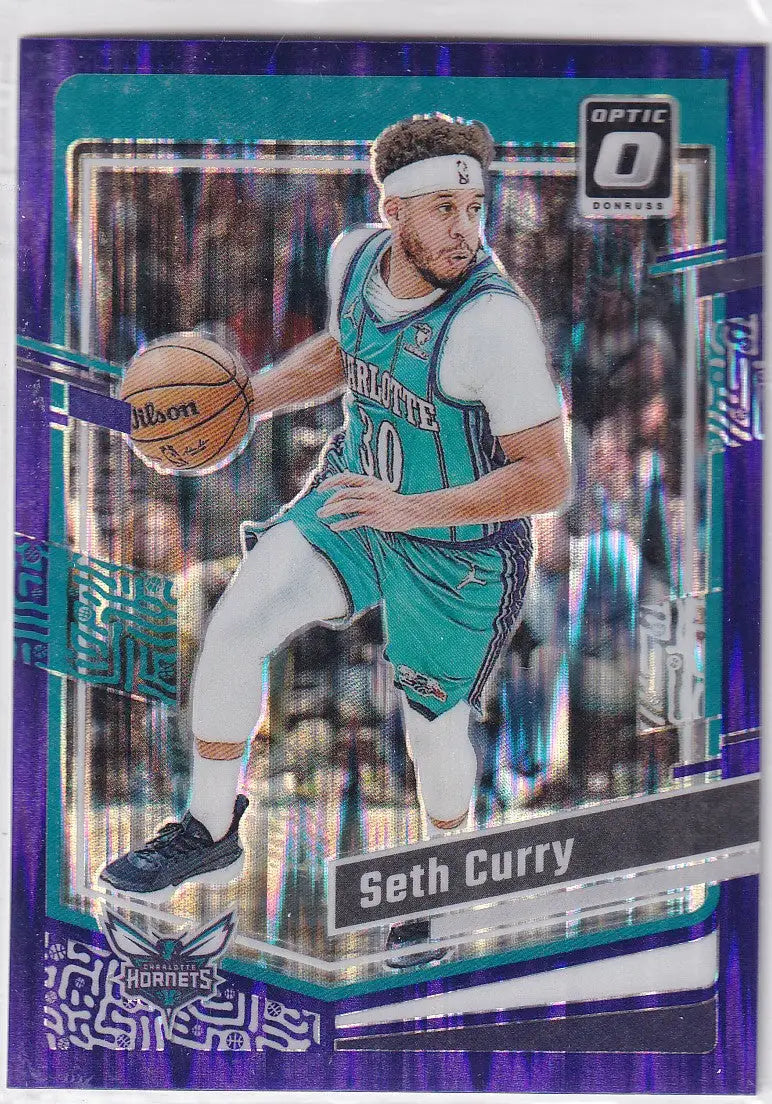 2023-24 DONRUSS OPTIC #193 SETH CURRY PURPLE SHOCK- CHARLOTTE HORNETS - Basketball Card Single