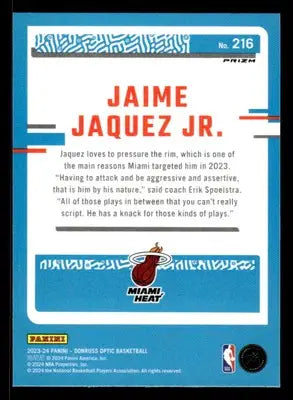 2023-24 Donruss Optic #216 Jaime Jaquez Jr. Choice Mojo Prizm RC Miami Heat - Basketball Card Single