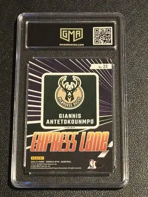 2023-24 Donruss Optic #23 Giannis Antetokounmpo Express Lane Purple GMA 10 - Basketball Card Single
