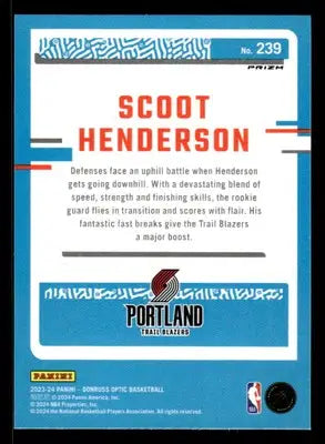 2023-24 Donruss Optic #239 Scoot Henderson Choice - Basketball Card Single