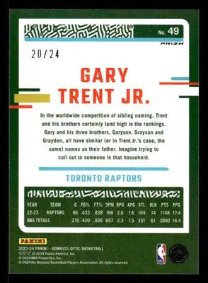 2023-24 Donruss Optic #49 Gary Trent Jr. Choice Blue Mojo #/24 - Basketball Card Single