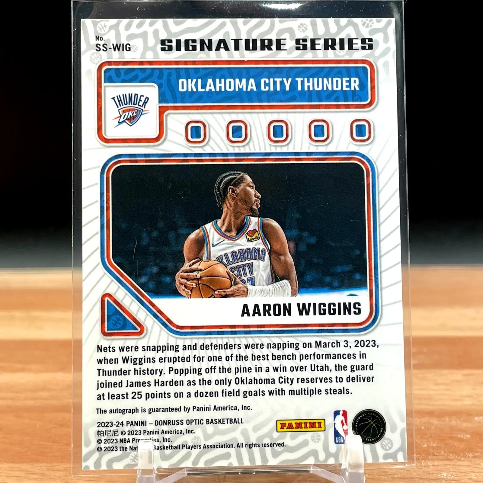 2023-24 Donruss Optic Aaron Wiggins Signature Series Auto OKC THUNDER CG48 - Basketball Card Single
