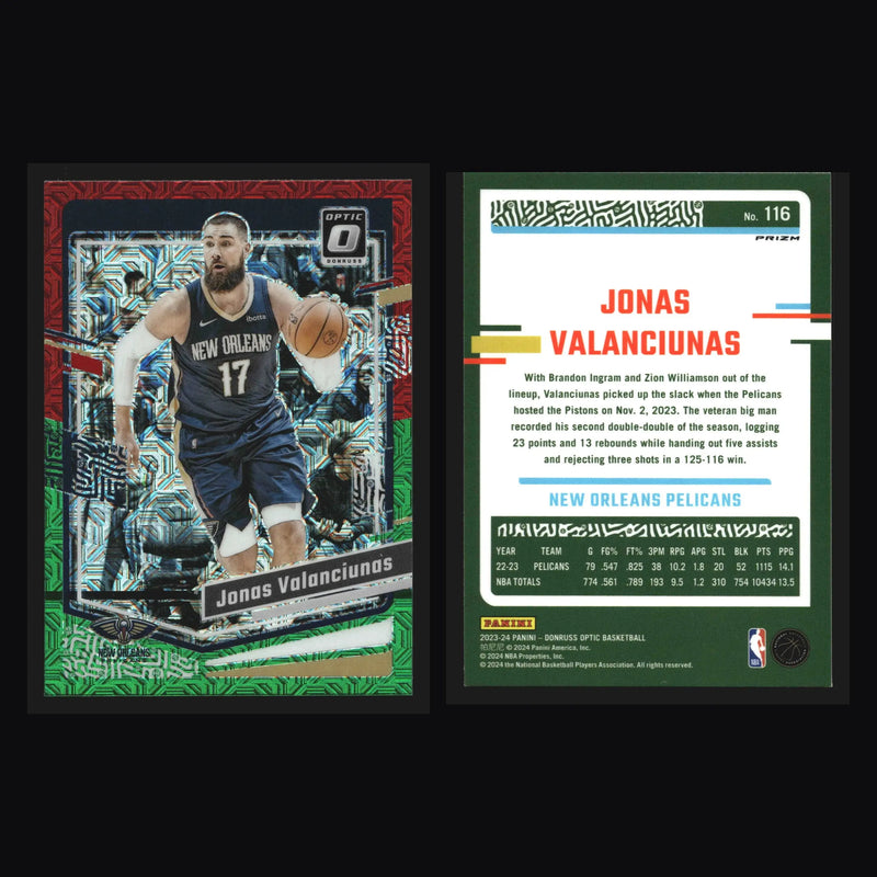 2023-24 Donruss Optic Jonas Valanciunas #116 Choice Red & Green Prizm