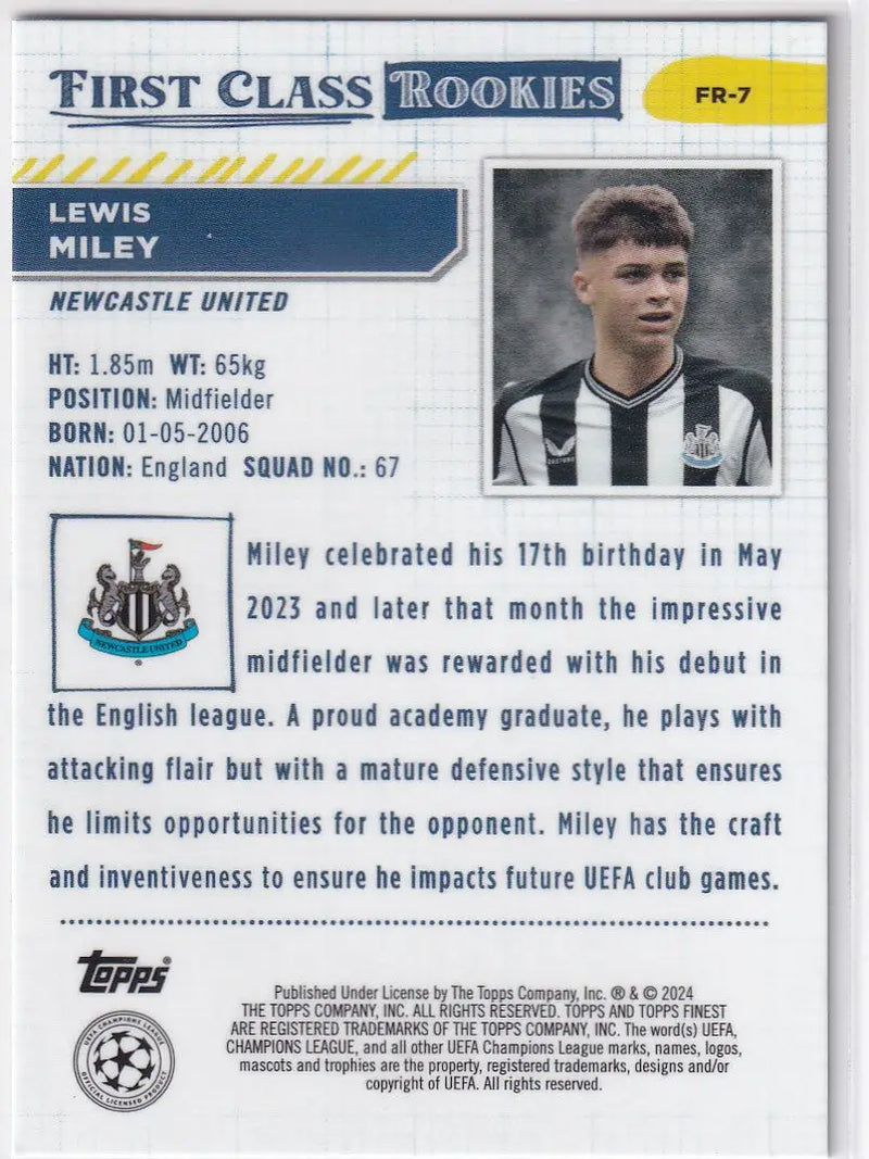 2023-24 Finest First Class FR-7 Lewis Miley - Newcastle United - Other