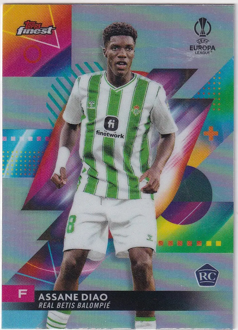 Colorful Finest Refractor trading card of Assane Diao from Real Betis Balompié