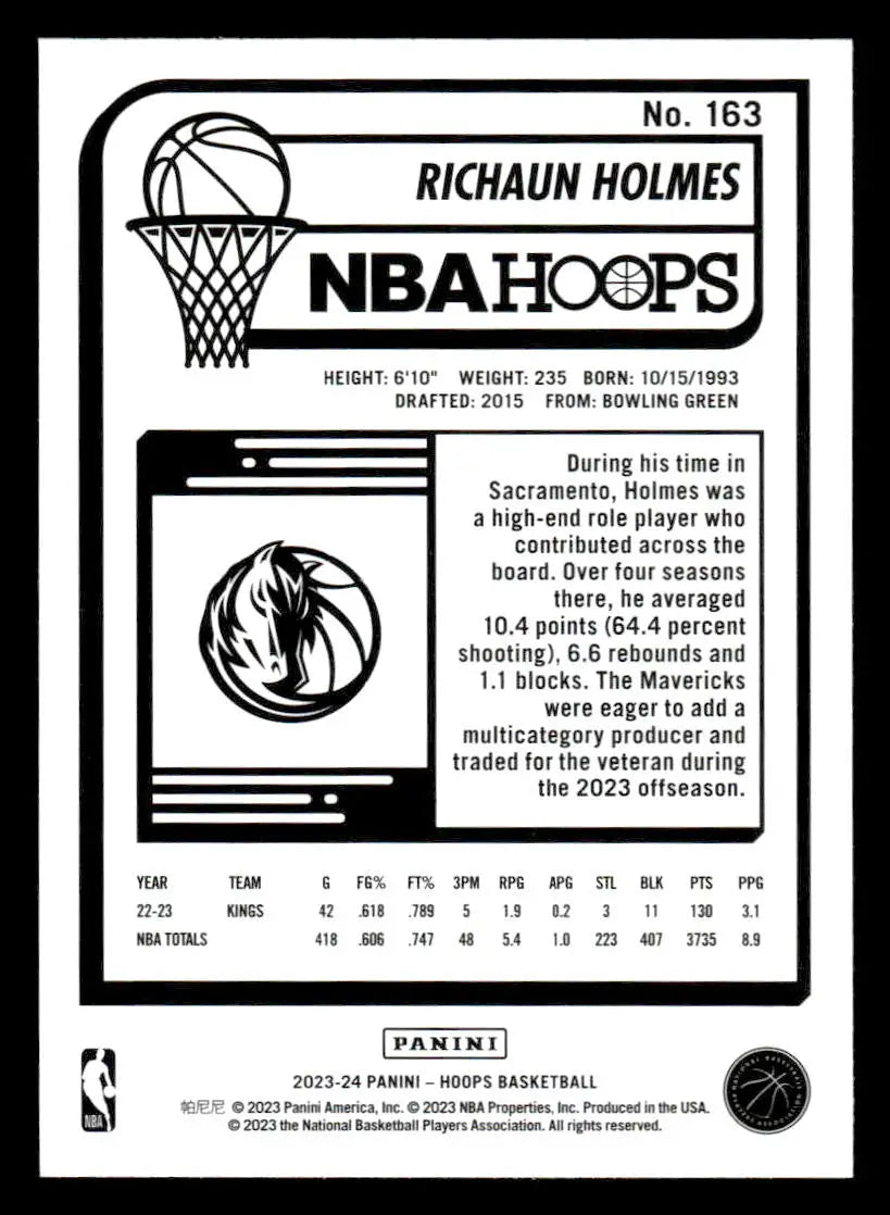 2023-24 Hoops #163 Richaun Holmes - Basketball Card Single