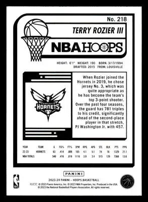 2023-24 Hoops #218 Terry Rozier III Base Charlotte Hornets - Basketball Card Single