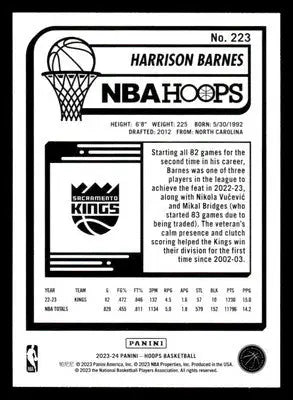 2023-24 Hoops #223 Harrison Barnes Base Sacramento Kings