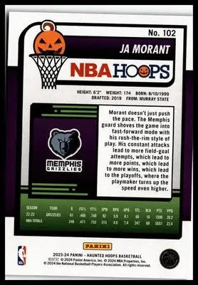 2023-24 Hoops Haunted Hoops #102 Ja Morant Slime - Basketball Card Single
