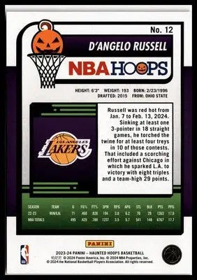 2023-24 Hoops Haunted Hoops #12 D’Angelo Russell Orange - Basketball Card Single