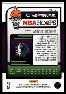 2023-24 Hoops Haunted Hoops #121 PJ Washington Jr. Orange - Basketball Card Single