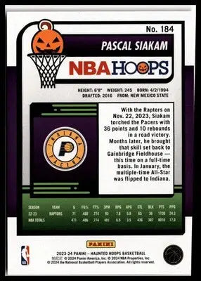 2023-24 Hoops Haunted Hoops #184 Pascal Siakam Orange - Basketball Card Single