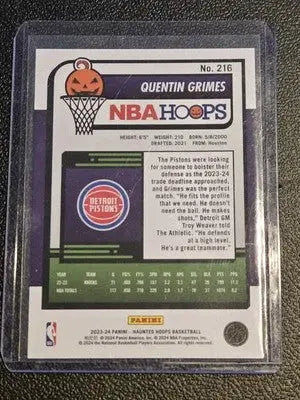 2023-24 Hoops Haunted Hoops #216 Quentin Grimes Holo Webs - Basketball Card Single