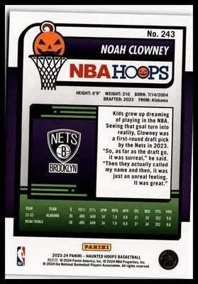 2023-24 Hoops Haunted Hoops #243 Noah Clowney - Basketball Card Single