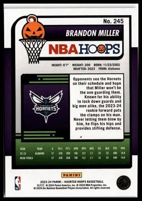 2023-24 Hoops Haunted Hoops #245 Brandon Miller - Basketball Card Single