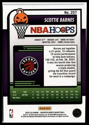 2023-24 Hoops Haunted Hoops #257 Scottie Barnes - Basketball Card Single