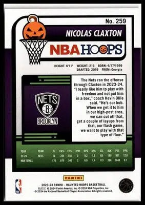 2023-24 Hoops Haunted Hoops #259 Nicolas Claxton Orange - Basketball Card Single