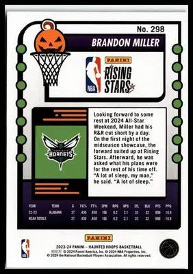 2023-24 Hoops Haunted Hoops #298 Brandon Miller Slime - Basketball Card Single