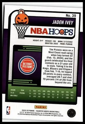 2023-24 Hoops Haunted Hoops #39 Jaden Ivey - Basketball Card Single