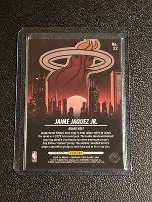 2023-24 Hoops Premium Stock #22 Jaime Jaquez Jr. City Edition Silver Prizm - Basketball Card Single