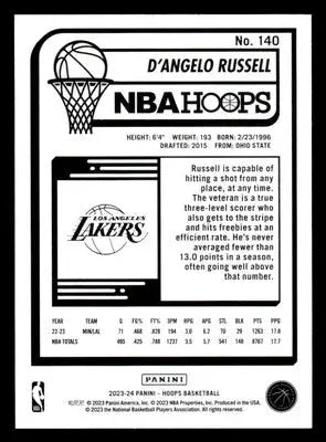 2023-24 Hoops Winter #140 D’Angelo Russell Base Los Angeles Lakers - Basketball Card Single