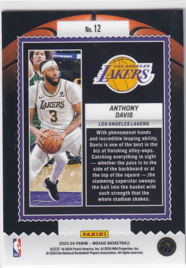 2023-24 MOSAIC #12 ANTHONY DAVIS JAM MASTERS- LOS ANGELES LAKERS