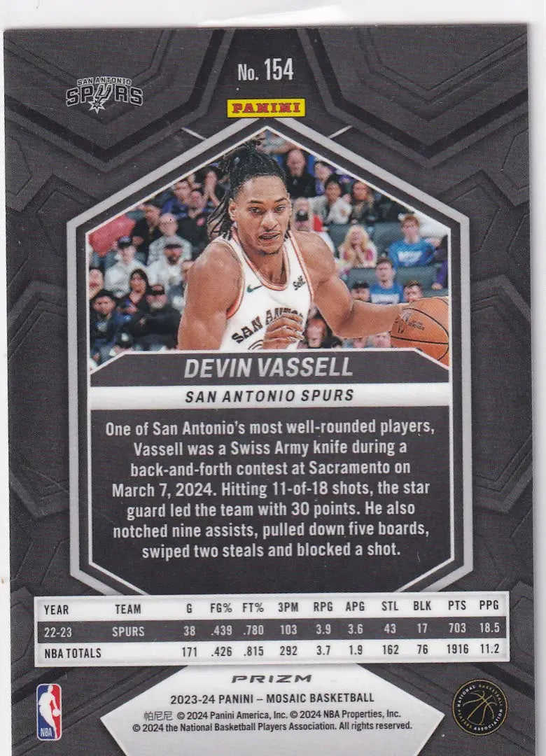2023-24 MOSAIC #154 DEVIN VASSELL BLUE REACTIVE- SAN ANTONIO SPURS