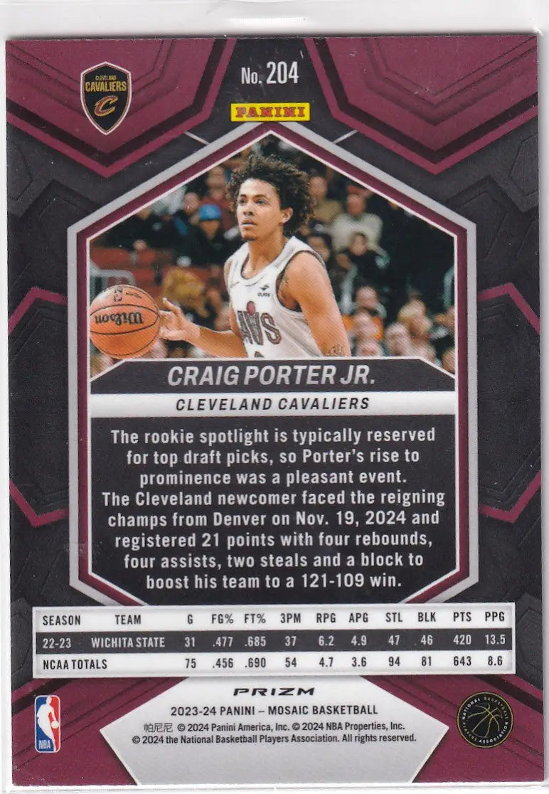 2023-24 MOSAIC #204 CRAIG PORTER JR GREEN REACTIVE- CLEVELAND CAVALIERS - Trading Cards (Singles): Basketball Card