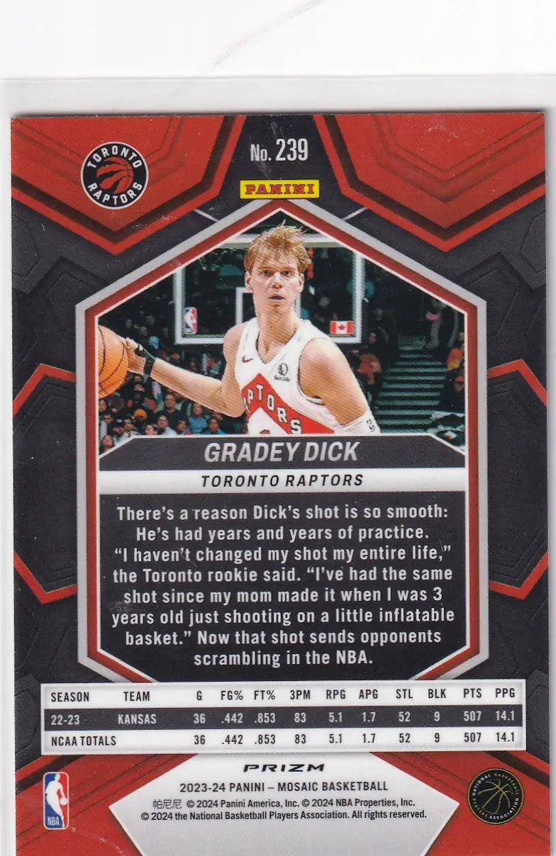 2023-24 MOSAIC #239 GRADEY DICK GREEN REACTIVE- TORONTO RAPTORS - Basketball Card Single