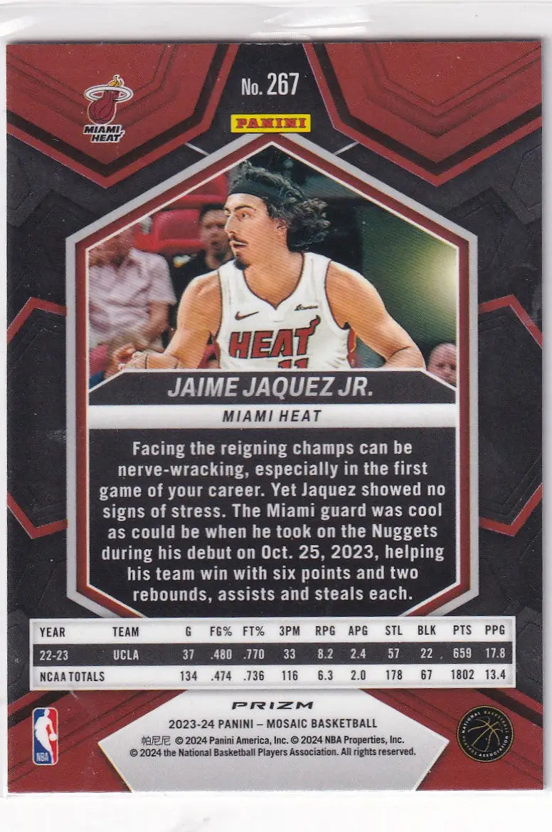 2023-24 MOSAIC #267 JAMIE JAQUEZ JR REACTIVE BLUE- MIAMI HEAT - Basketball Card Single