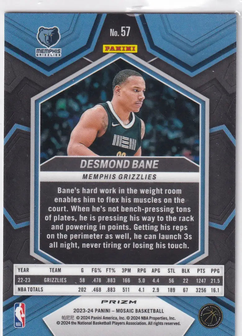 2023-24 MOSAIC #57 DESMOND BANE GREEN REACTIVE- MEMPHIS GRIZZLIES - Basketball Card Single