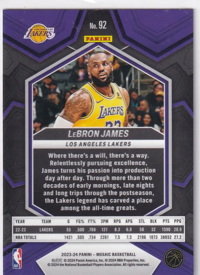 2023-24 MOSAIC #92 LEBRON JAMES- LOS ANGELES LAKERS
